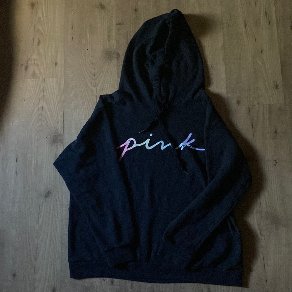 PINK Victoria’s Secret Black Colorful Hoodie